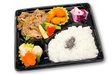 牛カルビ焼肉とエビのフリット